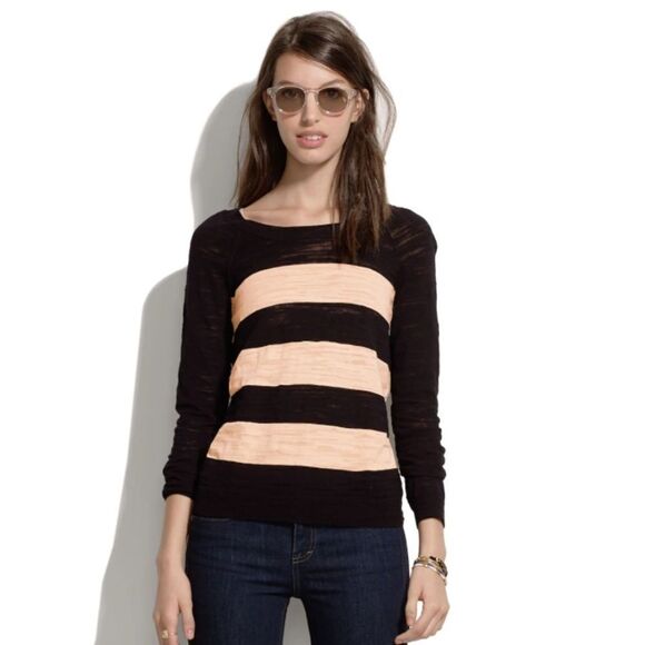 Madewell Wide-Stripe Knit Sweater - Black & Cream - Picture 1 of 7